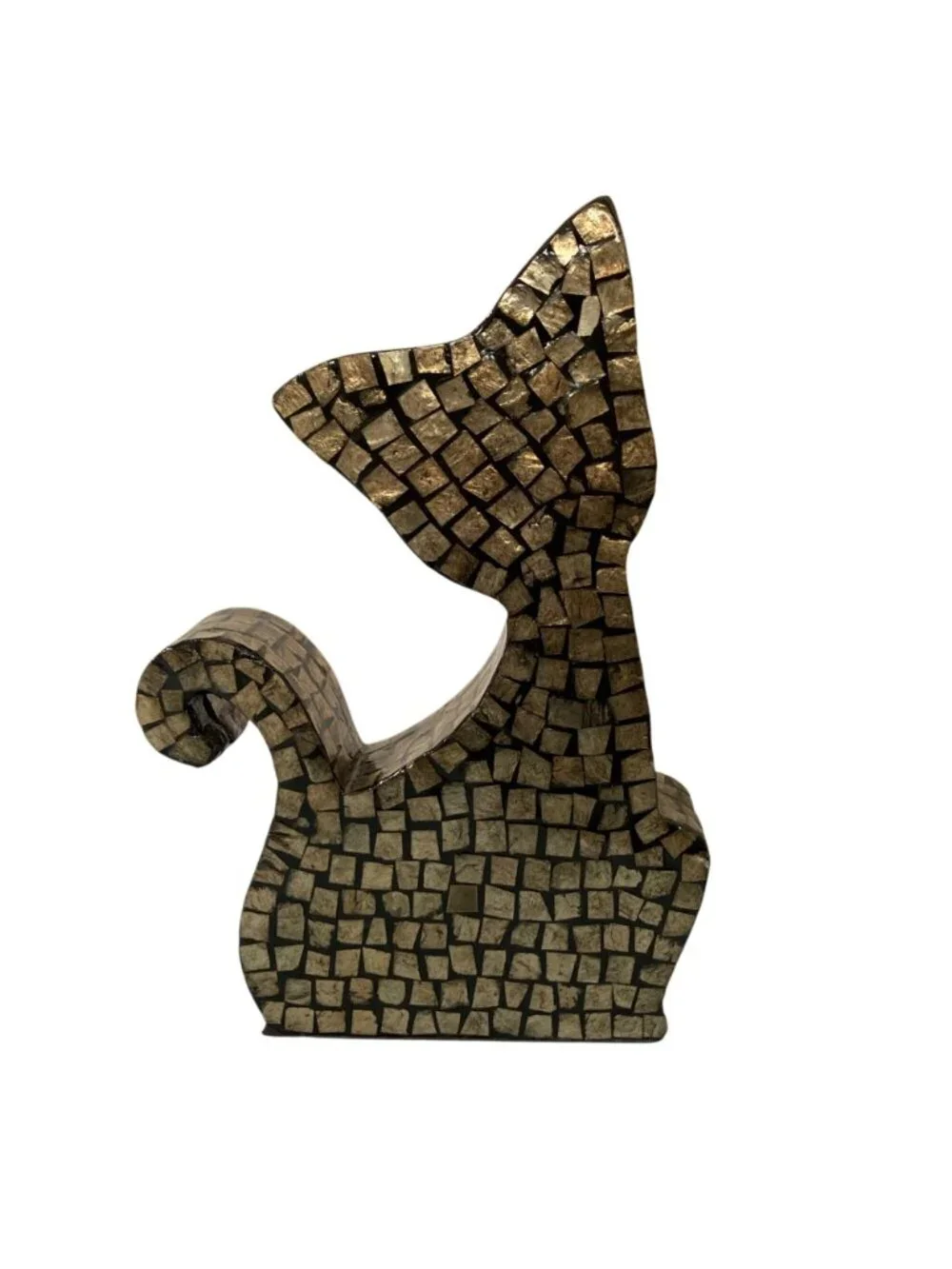 Mother Of Pearl Mosaic Cat Silhouette Large Figurine Decor 14